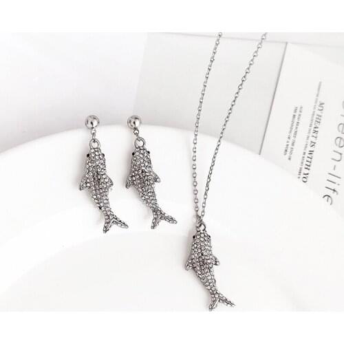 Handmade Ethnic Simple Design Necklace Earring For Women Crystal Dolphin Necklace Earring Handmade Charming Gift Jewelry