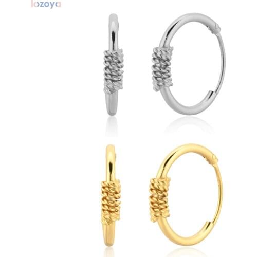 LOZOYA 925 Sterling Silver Handmade Earring Geometric Irregular 11.5mm Hoop Huggies Circle Piercing Clips Tiny Jewelry Women