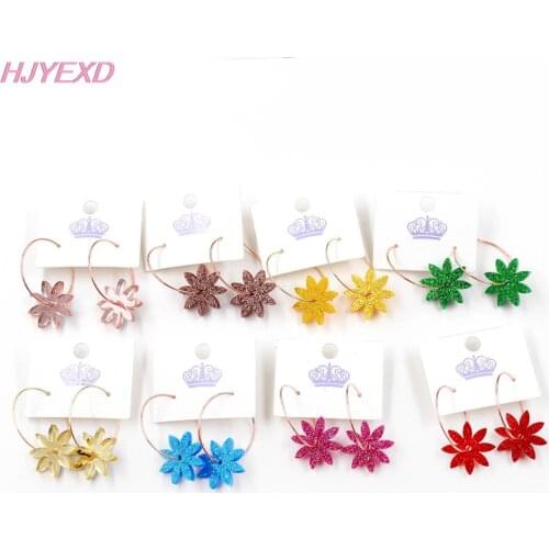 1pair) HP084 36mm Acrylic Flower Dangle Earrings Glitter Fashion Cute Acrylic Earrings