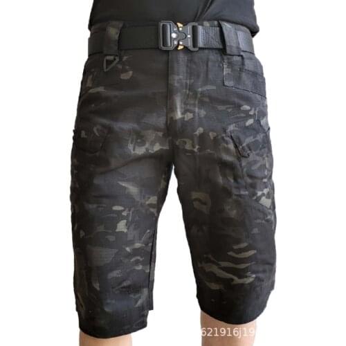 Military Camo Tactical Shorts Mens Summer Outdoor Hiking Sports Combat Training Shorts Multi Pocket Straight Loose Beach Shorts