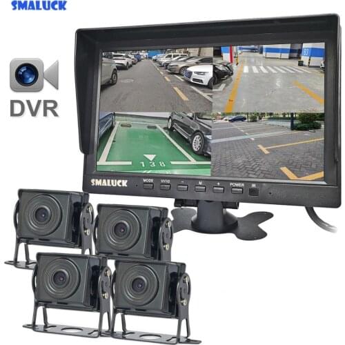 SMALUCK AHD 10.1" 4 Split QUAD IPS HD Backup Monitor 2000000 Pixels AHD Rear View Car Camera Waterproof with Video Recording