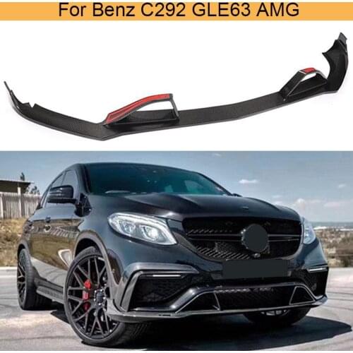 Car Front Bumper Lip Spoiler For Mercedes-Benz GLE Class C292 GLE63 AMG 2015-2018 Front Bumper Lip Spoiler Splitter Carbon Fiber