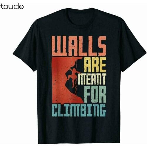 Walls Are Meant For Climbing Funny Vinatge Rock Climber Bouldering Black T-Shirt