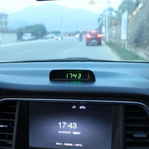 Car Solar Clock Thermometer Luminous High-precision Electronic Watch Temperature Monitor LCD Digital 24-Hour Clock