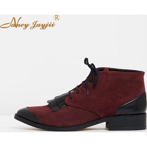 Female Shoes Woman Pumps Solid Med Square heel Round Toe Lace-Up Cross-tied Casual Basic Fashion Leisure Mature Nancyjayjii 2019