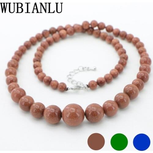 WUBIANLU Beautiful 6-14mm Galaxy Stars Gold Sand Sun Gems Round Beads Neck Choker Necklace Womens Costume Jewelry Girls Gift