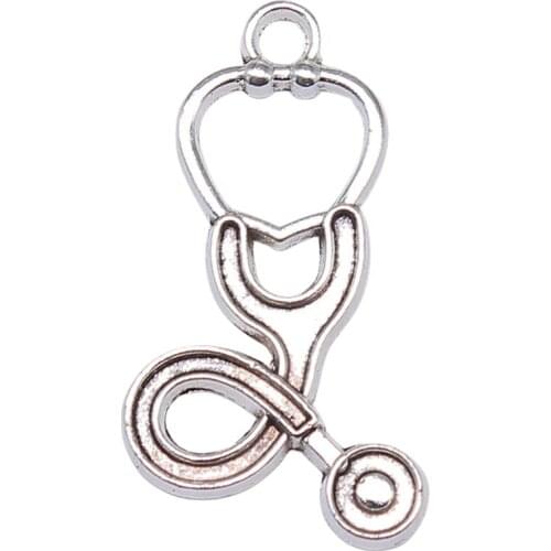 WYSIWYG 20pcs 27x16mm Medical Equipment Stethoscope Charms For Jewelry Making Stethoscope Charms