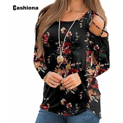 Women Elegant Leisure Casual T-shirt Hollow Out Long Sleeve Vintage Flower Print Womens Top 2021 Summer Loose Tees shirt Femme