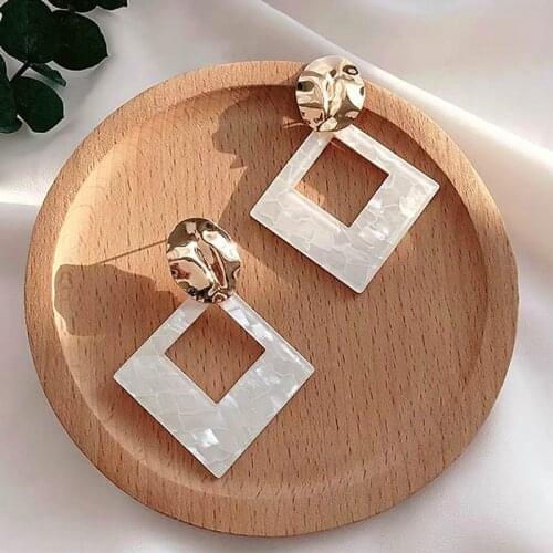Big Acrylic Drop Dangle Earrings For Women White Geometric Statement Earrings Fashion Jewelry Simple Korean Style Bijoux