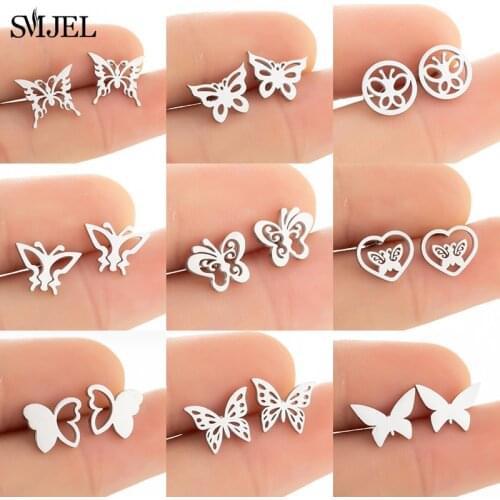 Multiple Style Butterfly Earrings for Women Girls 2020 Fashion Stainless Steel Earrings Animal Black Earings Small Jewelry GIfts