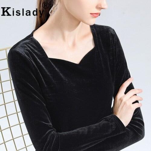 2020 New Spring Fall Womens Square Collar Long Sleeve Gothic Tops Sexy Shirts Harajuku OL Plus Size Korean Slim Fashion Clothes