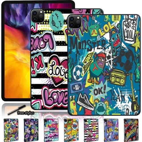 Cool Graffiti Hard Shell Tablet Case for Apple IPad Pro 11 Inch (2018/2020/2021)/iPad Pro 9.7 Inch/Pro 2nd Gen 10.5 Inch + Pen