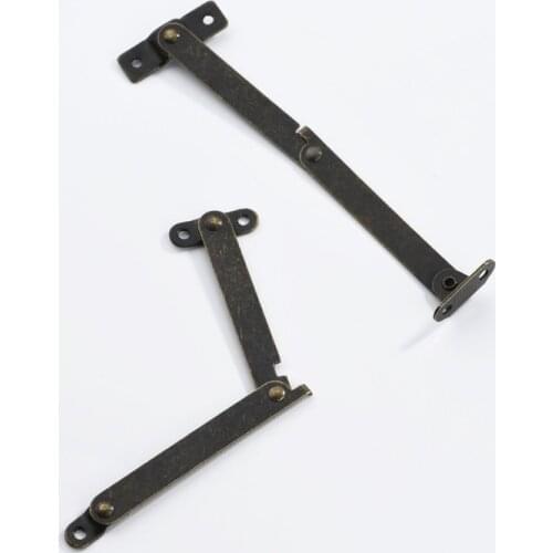 2pcs Lid Support Hinges Stay Antique Bronze 108*11mm Iron decor hinge Box Furniture Hardware Cabinet Door Kitchen with screws