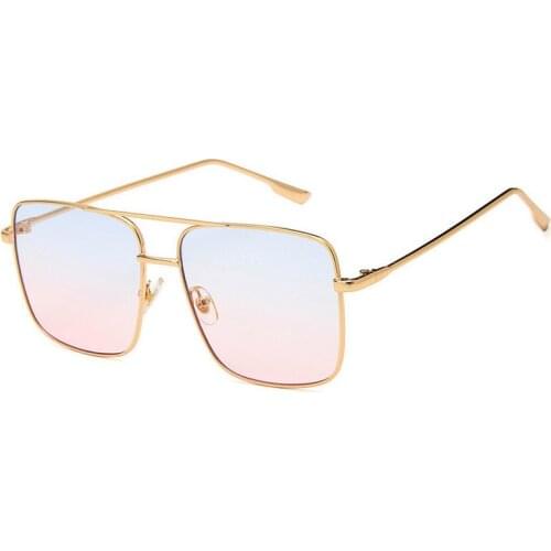 2021 Simple Large Frame Square Sunglasses Women Gradient Sun Glasses for Women Metal Glasses Feminino Retro Oculos De Sol UV400