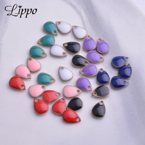 30pcs 5*7mm Copper Enamelled Mini Water drop Charms Both Side Enamel Tear Shape Small Pendant