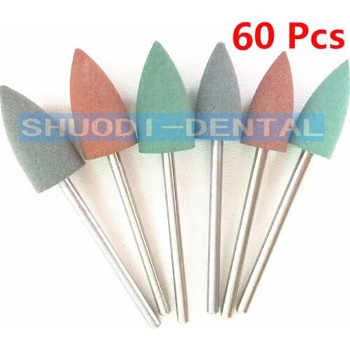 60pcs Silicone Rubber Dental Polishing polisher grinders nail Polish bits for electric manicure and Oral intial polishing Burs