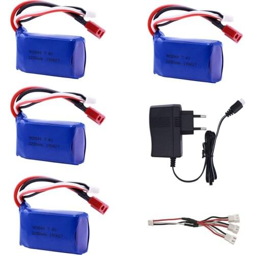7.4V 2200mAh Lipo Battery T Plug and charger cable For WLtoys A959-B A969-B A979-B K929B RC Car Truck boat helicopter toys Parts