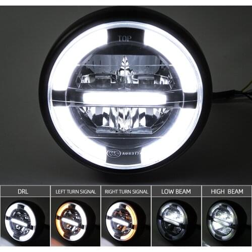 7 inch Universal Cafe Racer Motorcycle LED Head lamp Turn Signal Headlamp distance light Refit motorcycle headlight Cafe Racer