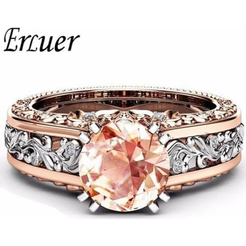 Austrian Vintage Two-color Style Big Crystal Zircon Silver Color Rings For Women Fashion Engagement Shiny Jewelry Trendy Gift