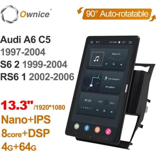 Tesla style PX6 Android 10.0 Car Multimedia Player Auto Rotatable 1920*1080 IPS Navigation GPS For Audi A6 C5 S6 RS6 1997-2006