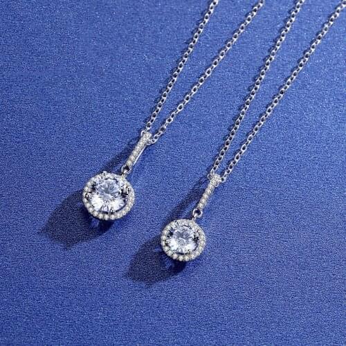 BOEYCJR 925 Silver 1ct/2ct F color Moissanite VVS Engagement Elegant Pendant Necklace for Women Anniversary Gift