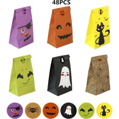 Treat Bag Paper Bags Open Top Bag Treat Gift Packing Party Favor Candy Bags for Halloween Party Supplies