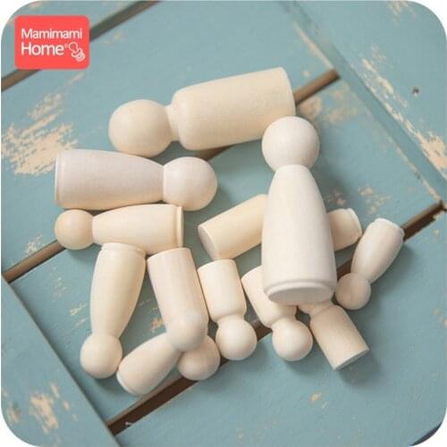 80pcs/Set Wood Peg Dolls Maple Unpainted Handmade Unfinished Decor Dolls Teething Toys Wooden Blank Children Goods Newborn Gifts