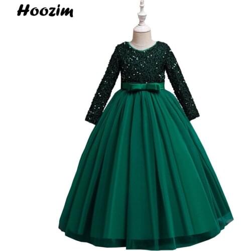 Fromal Emerald Elegant Pageant And Evening Dress Girls 6 To 15 Years Burgundy Long Sleeve Sequin Wedding And Prom Dresses Teens