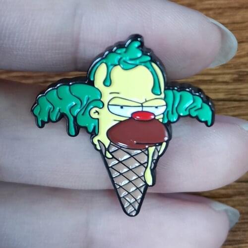 The Clown Melting Ice Creama Enamel Pin waffle cone Brooch cartoon krusty Badge Jewelry