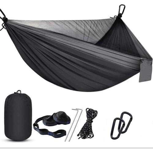 Camping Hammock,Portable Hammock with Mosquito Net and Tree Straps,Lightweight Parachute Nylon Hammock for Backpacking Travel