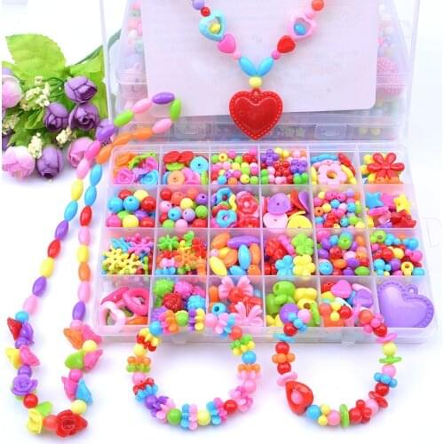 DIY Handmade Beaded Toy with Accessory Set Children Creative 24 Grid Girl Jewelry Making Toys Educational Toys Children Gift