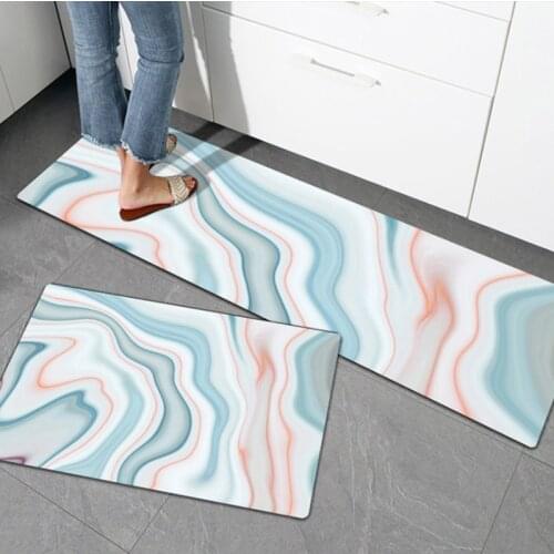Long Kitchen Mat Abstract Geometric Print Hallway Bathroom Doormat PVC Leather Durable Easy to Clean Oil Proof Anti-Slip Tapete