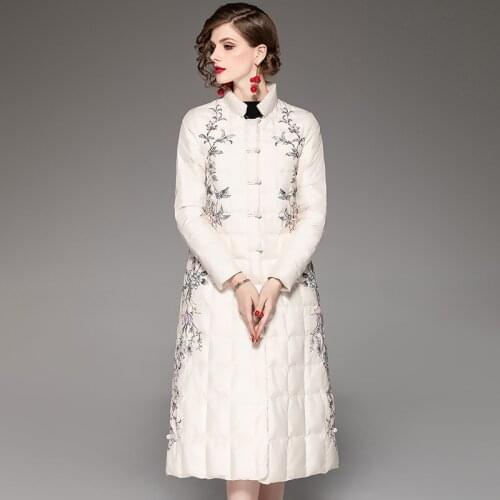 New style winter women temperament thicken fashion jacket warm duck down coat oversize long stand collar female girl red retro