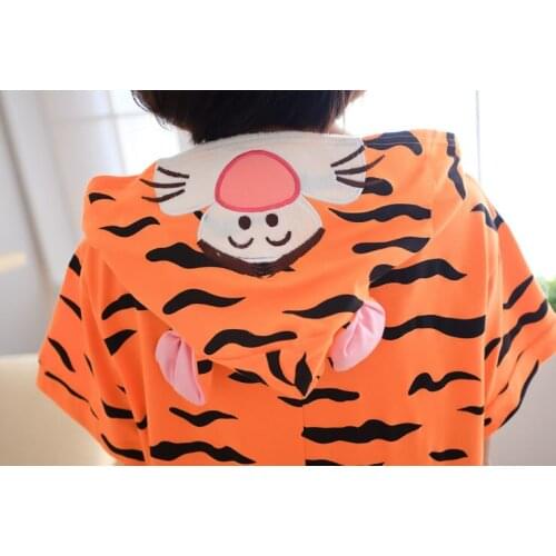 Cartoon Summer HalloweenTiger Pajamas Short Sleeves Anime Cartoon Animal Onesies Summer Tiger Pyjamas Sleepwear For Adults