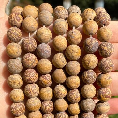 Dull polish Matte Natural Elephant Skin Jasper Stone Round Beads For Jewelry Making Bracelet 15inches 4/6/8/10/12mm Pick Size