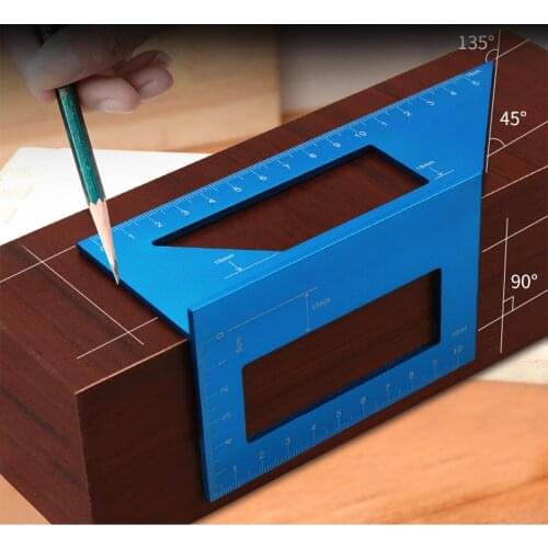Multifunctional Aluminum Alloy T-shaped 45/90 Degree Oblique Gauge Angle Ruler Line Scriber Measuring Woodworking Tool