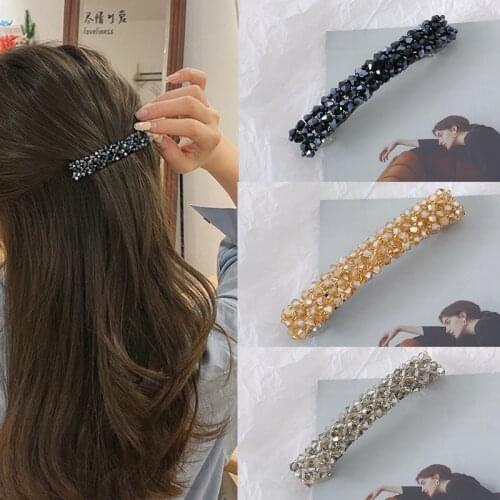 Fashion Crystal Spring Hair Clips Pins Handmade Beads Hair Barrettes For Women Girl Fashion Simple Hair Accessories Headwear