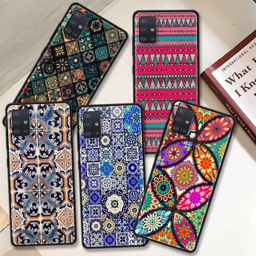Fashion Phone Case For Samsung Galaxy A51 A71 A21s A31 A41 A11 A01 M30s M31 M51 Black Soft Cas Covers Mandala Flower Totem