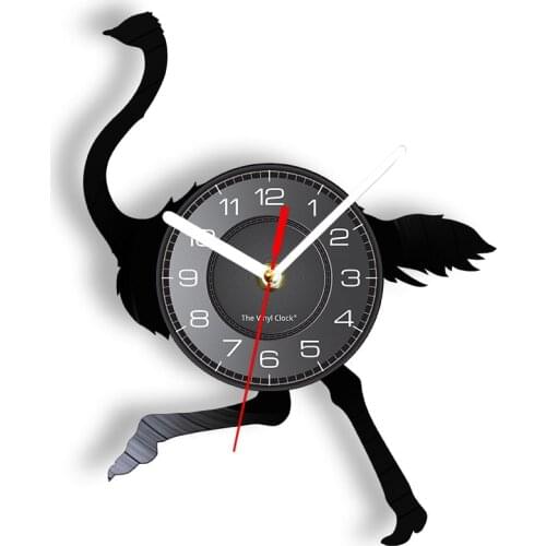 Flamingo Silhouette Laser Etched Vinyl Record Wall Clock Silent Sweep Clock For Nursery Animal Wall Art Decorative Wall Watch