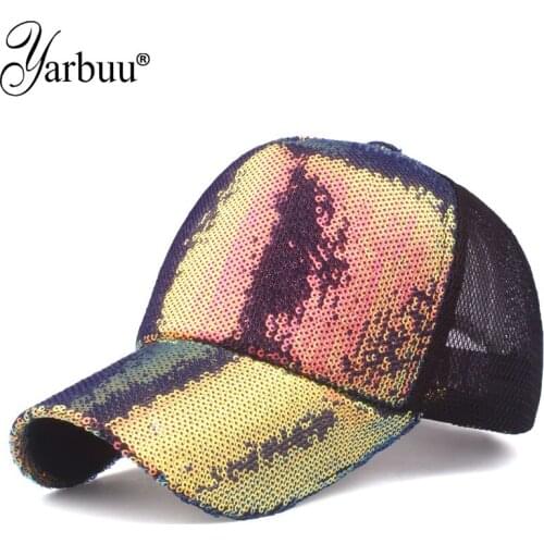 [YARBUU] 2019 new fashion Sequined baseball cap high quality Brand Unisex net cap Men and women Summer sunscreen casquette hat