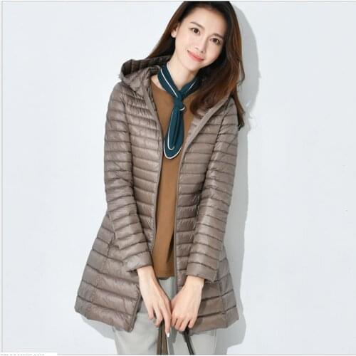 New Female Medium Long Slim Winter Blue Khaki Color Coat Casual Hooded Jackets Women Parkas Deep Pockets Jacket Outerwear Coats