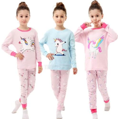 Baby Boy Winter Autumn Cotton Pajamas Sets Children Rainbow Unicorn Long Sleeve Tops+Pants Christmas Pijama Kids Home Clothing