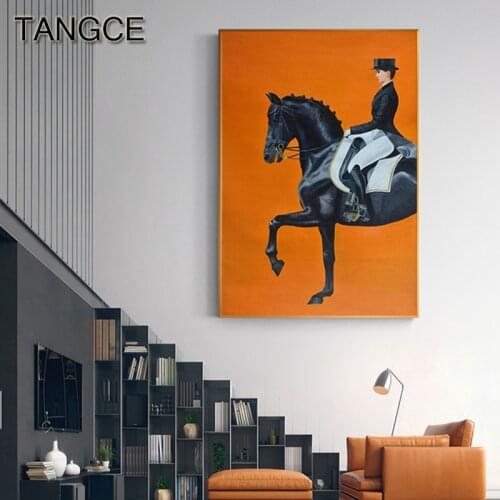 Pop Saudi Arabia Painting Knight Horse Tableaux Big Size Poster Print Luxurious Wall Art for Living Room Hot Sell Cuadros Salon