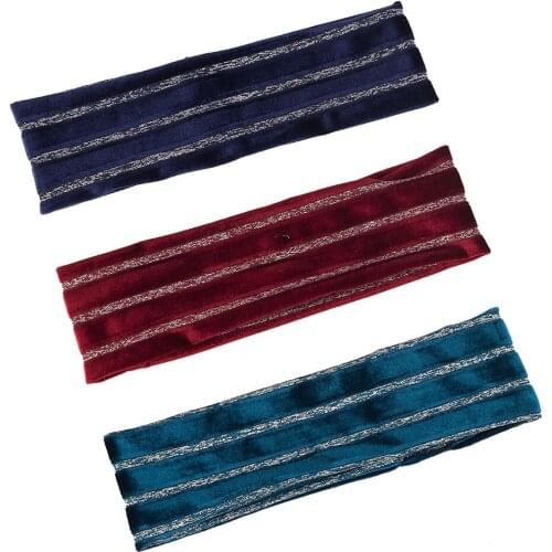 Charm Wood Thick Winter Autumn Velvet Headband Shining Silver Striped Unisex Hairband Fashion Warm Men Female Hair Accessories