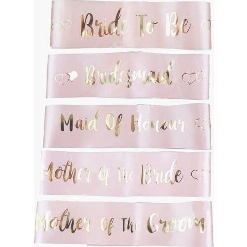 Pink Hot Stamping Bride Etiquette With Bride To Be Sash Bachelor Party Bridesmaid Team Bride Shoulder Strap Girl Charm