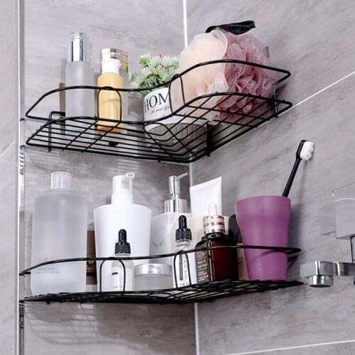 G6DA Self Adhesive Bathroom Shower Shelf Metal Wall Mounted Storage Organizer Rack