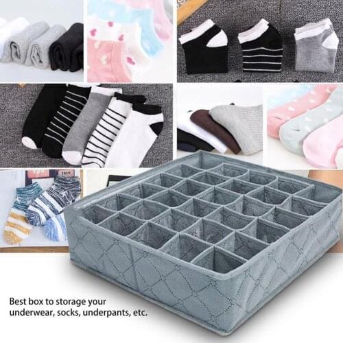 Gray Non-woven Fabric Foldable Storage Box Underwear Drawer Organizers Storage Organizer Box for Bras Scarves Ties Socks Boxes