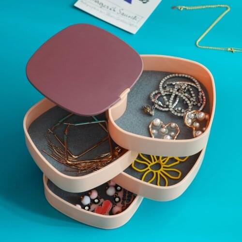 Earring Boxes Packaging Storage Display Case Organizer for Home Travel Girl Gift 4 Layers Jewelry Box Rotation Jewellery storage
