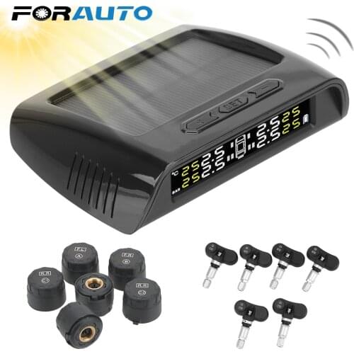 TPMS Car Tire Pressure Monitoring Solar Power 6Pcs Sensor High Temperature System Auto Security Alarm Systems Tyre Pressure