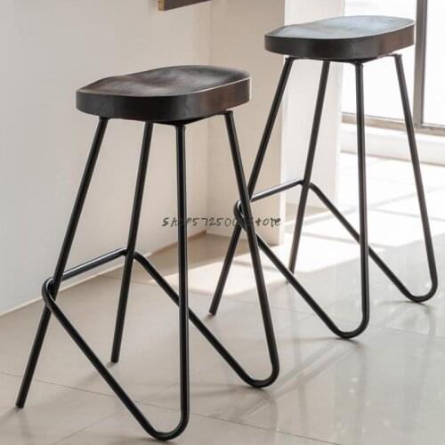 Modern Simple High Stool Bar Stool Solid Wood Bar Chair Bar Chair Hotel B & B Front Desk Cashier Household High Chair